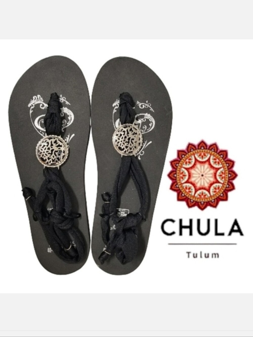 Chula Tulum Black Interchangeable Ankle Wrap Sandals Sz 10/11